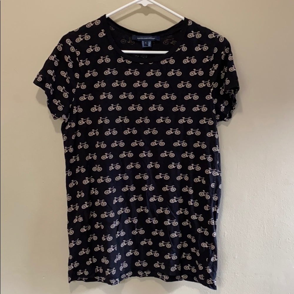 French Connection Black Bicycle T-Shirt - Large